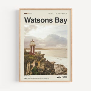 Watsons Bay Poster schwarz weiß, Watsons Bay Wandkunst, Watsons Bay Poster, Watsons Bay Foto, Watsons Bay Wanddekor, Watsons Bay Karte