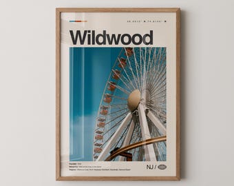 Wildwood Print, Real Photo Travel Art, Wildwood Poster, Mid Century Minimal Wall Art, Wildwood Map, New Jersey No.2