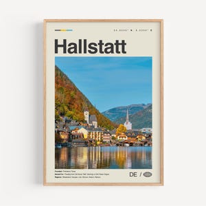 Hallstatt Print Schwarz und weiß, Hallstatt Wandkunst, Hallstatt Poster, Hallstatt Foto, Hallstatt Wanddekoration, Hallstatt Karte, Österreich