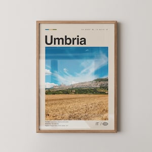 Umbria Print Black and White, Umbria Wall Art, Umbria Poster, Umbria Photo, Umbria Wall Décor, Umbria Map, Italy