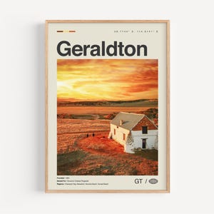 Geraldton Print schwarz und weiß, Geraldton Wandkunst, Geraldton Poster, Geraldton Foto, Geraldton Wanddekoration, Geraldton Karte, Australien