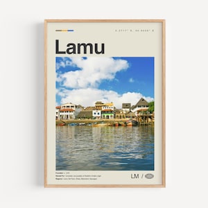 Lamu Print Schwarzweiß, Lamu Wandkunst, Lamu Poster, Lamu Foto, Lamu Wanddekor, Lamu Karte, Kenia