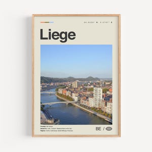Impressão de Liège em preto e branco, arte de parede de Liège, pôster de Liège, foto de Liège, decoração de parede de Liège, mapa de Liège, Bélgica