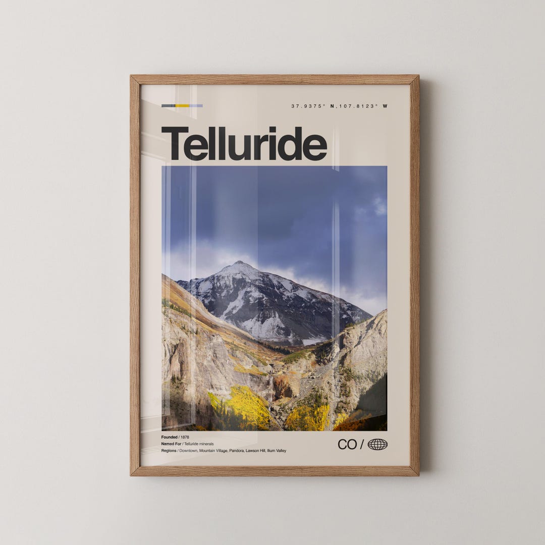Telluride Print, Real Photo Travel Art, Telluride Poster, Mid Century ...