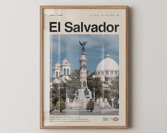 El Salvador Print No 3, El Salvador Wall Art, El Salvador Poster, El Salvador Photo, El Salvador Wall Décor, El Salvador Map