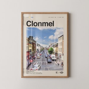 Impression Clonmel, oeuvre d&#39;art murale Clonmel, affiche Clonmel, photo Clonmel, décoration murale Clonmel, carte Clonmel