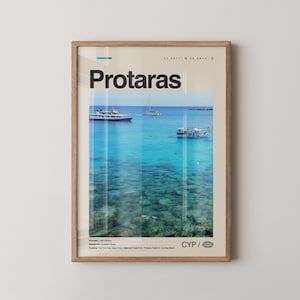 Impresión de Protaras, arte mural de Protaras, Chipre, póster de Protaras, foto de Protaras, bahía de la higuera, cabo Greco, playa de Konnos, vistas del amanecer, iglesia de