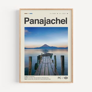 Impressão Panajachel em preto e branco, arte de parede Panajachel, pôster Panajachel, foto Panajachel, decoração de parede Panajachel, mapa Panajachel, Guatemala