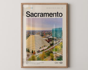 Sacramento Print California, Sacramento Wall Art, Sacramento Poster, Sacramento Photo, California State Capitol, Tower Bridge, Old Sacrament