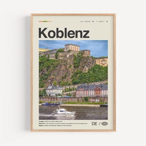 Koblenz Print Schwarzweiß, Koblenz Wandkunst, Koblenz Poster, Koblenz Foto, Koblenz Wanddekor, Koblenz Karte, Deutschland
