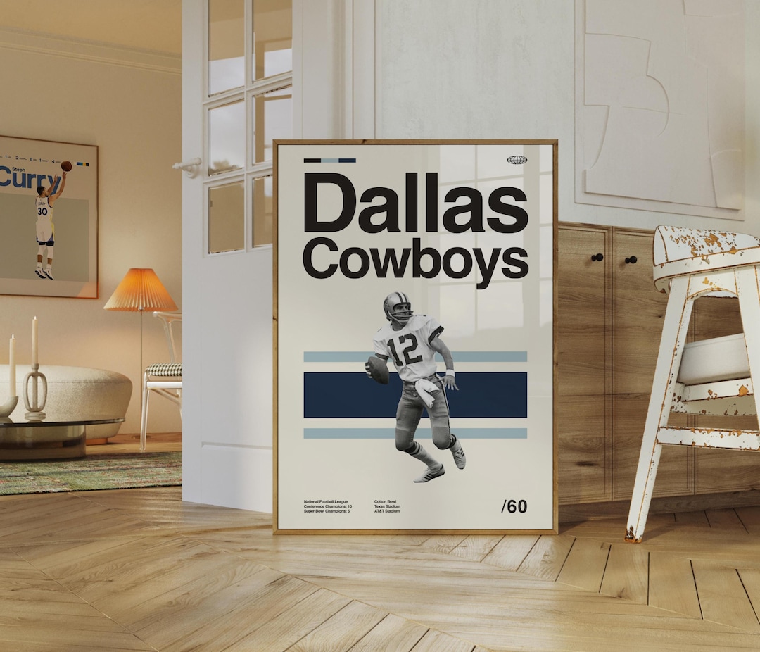 Dallas Cowboys Art Print, Football Poster, NFL Mid-century Modern, Uni ...