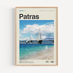 Patras Print Schwarz weiß, Patras Wandkunst, Patras Poster, Patras Foto, Patras Wanddekor, Patras Karte, Griechenland