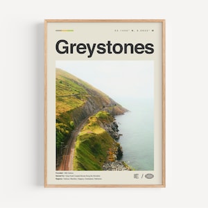 Greystones Print Schwarzweiß, Greystones Wandkunst, Greystones Poster, Greystones Foto, Greystones Wanddeko, Greystones Karte, Irland
