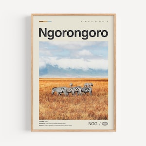 Ngorongoro Poster Schwarz weiß, Ngorongoro Wandkunst, Ngorongoro Poster, Ngorongoro Foto, Ngorongoro Wanddekor, Ngorongoro Karte, Tansania