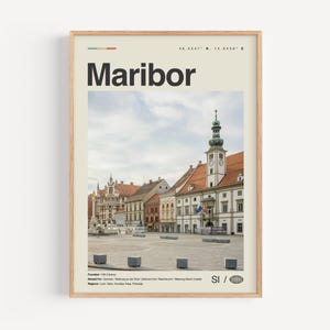 Maribor Print Schwarzweiß, Maribor Wandkunst, Maribor Poster, Maribor Foto, Maribor Wanddekor, Maribor Karte, Slowenien