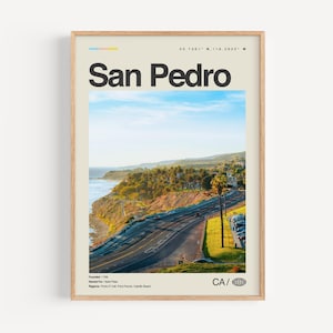 San Pietro Print Kalifornien, San Pietro Wandkunst, San Pietro Poster, San Petro Foto, Cabrillo Beach, Point Fermin Leuchtturm, USS Iowa Museum