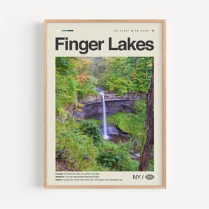 Impresión de Finger Lakes, Nueva York, Arte mural de Finger Lakes, Póster de Finger Lakes, Foto de Finger Lakes, Lago Seneca, Parque Estatal Watkins Glen, Corning