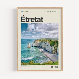 Impression noir et blanc Etretat, oeuvre d'art mural Etretat, poster Étretat, photo Étretat, décoration murale Étretat, carte Étretat, France