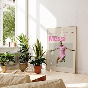 Lionel Messi Inspired Poster, Football Art Print, Inter Miami CF Poster, Mid-Century Modern, Uni Dorm Room