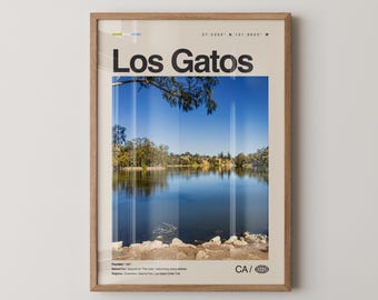 Los Gatos Print California, Arte de pared de Los Gatos, Cartel de Los Gatos, Foto de Los Gatos, Vasona Lake Park, Los Gatos Creek Trail, Testarossa