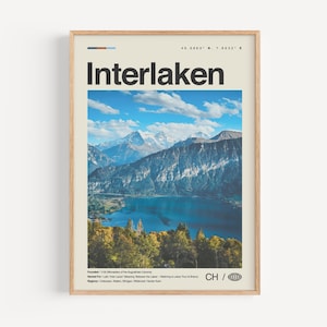 Interlaken Print Schwarzweiß, Interlaken Wandkunst, Interlaken Poster, Interlaken Foto, Interlaken Karte, Schweiz