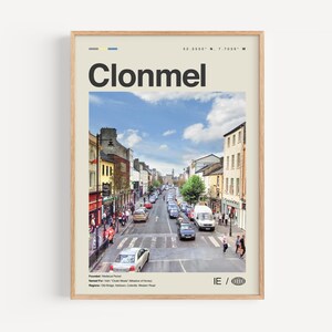 Clonmel Print Schwarz und weiß, Clonmel Wandkunst, Clonmel Poster, Clonmel Foto, Clonmel Wanddekor, Clonmel Karte