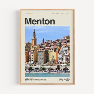 Menton Print Schwarz und weiß, Menton Wandkunst, Menton Poster, Menton Foto, Menton Wanddekor, Menton Karte, Frankreich