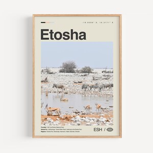 Etosha Nationalpark Print schwarz weiß, Etosha Wand Kunst, Etosha Poster, Etosha Foto, Etosha Wand Dekoration, Etosha Karte, Afrika, Namibia