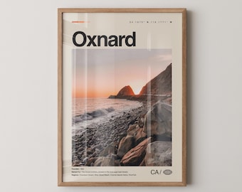 Impresión de Oxnard, California, arte mural de Oxnard, póster de Oxnard, fotografía de Oxnard, puerto de las Islas del Canal, playa Silver Strand, playa estatal de Mandalay