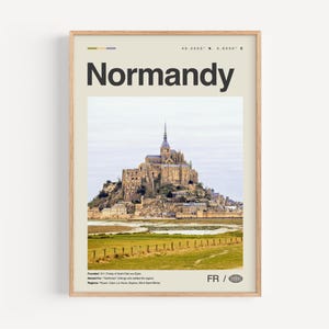 ノルマンディーの白黒プリント、ノルマンディーの壁アート、ノルマンディーのポスター、ノルマンディーの写真、ノルマンディーの壁飾り、ノルマンディーの地図、フランス