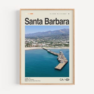 Santa Barbara Print California, Santa Barbara Wall Art, Santa Barbara Poster, Santa Barbara Photo, Stearns Wharf, Mission Santa Barbara