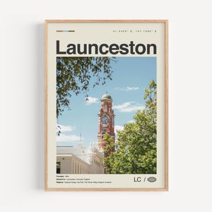 Launceston Print Schwarzweiß, Launceston Wandkunst, Launceston Poster, Launceston Foto, Launceston Wanddekor, Launceston Karte