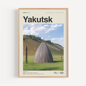 Jakutsk Druck Schwarzweiß, Jakutsk Wand Kunst, Jakutsk Poster, Jakutsk Foto, Jakutsk Karte, Jakutsk Wanddekoration, Russland, ЯкуUTск