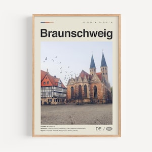 Braunschweig Print Schwarzweiß, Braunschweig Wandkunst, Braunschweig Poster, Braunschweig Foto, Braunschweig Dekor, Braunschweig Karte