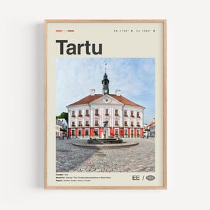 Tartu Print Schwarzweiß, Tartu Wandkunst, Tartu Poster, Tartu Foto, Tartu Wanddeko, Tartu Landkarte, Estland
