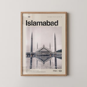 Islamabad Print Pakistan, Islamabad Wall Art, Islamabad Poster, Islamabad Photo, Faisal Mosque, Margalla Hills, Rawal Lake, Pakistan Monumen