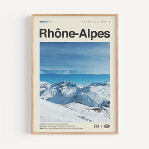 Rhône-Alpes Druck Schwarz weiß, Rhône-Alpes Wandkunst, Rhône-Alpes Poster, Rhône-Alpes Foto, Rhône-Alpes Wanddekor, Rhône-Alpes Karte