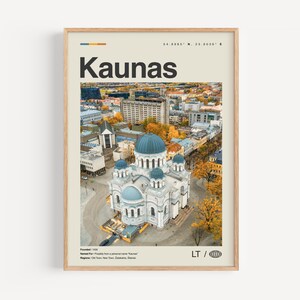 Kaunas Print Schwarzweiß, Kaunas Wandkunst, Kaunas Poster, Kaunas Foto, Kaunas Wanddekor, Kaunas Karte, Litauen