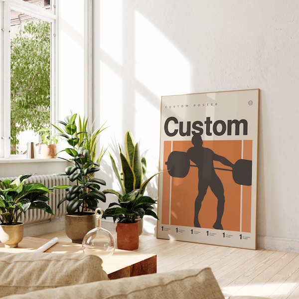 Custom Poster, Sports Art Print, Mid-Century Modern, Uni Dorm Room