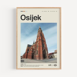 Osijek Print schwarz weiß, Osijek Wandkunst, Osijek Poster, Osijek Foto, Osijek Wanddekor, Osijek Karte, Kroatien