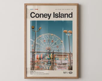 Coney Island Print New York, Coney Island Wall Art, Coney Island Poster, Coney Island Photo, Luna Park, The Coney Island Boardwalk