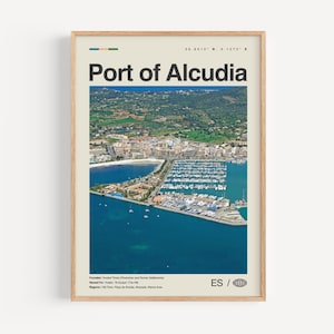 Hafen von Alcudia Poster Schwarzweiß, Hafen von Alcudia Wandkunst, Hafen von Alcudia Poster, Hafen von Alcudia Foto, Hafen Wanddekor, Hafen Karte
