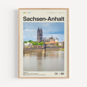 Sachsen Anhalt Poster Schwarz und Weiß, Sachsen-Anhalt Wandkunst, Sachsen-Anhalt Poster, Sachsen-Anhalt Foto, Sachsen-Anhalt Karte, Deutschland