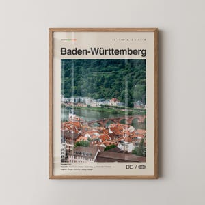 Baden Wurttemberg Print No 2, Baden-Wurttemberg Wall Art, Baden-Wurttemberg Poster, Baden-Wurttemberg Photo, Wurttemberg Map