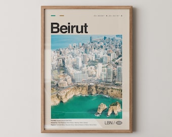 Beirut Print, Beirut Wall Art, Beirut Poster, Beirut Photo, Pigeon Rocks, Martyrs’ Square, Mohammad Al-Amin Mosque, Beirut Souks, Zaitunay
