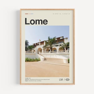 Lome Druck Schwarzweiß, Lome Wandkunst, Lome Poster, Lome Foto, Lome Wanddekor, Lome Karte, Togo