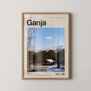 Ganja Print Ganja, Azerbajdzjan Väggkonst, Ganja Poster, Ganja Photo, Nizami Mausoleum, Bottle House, Javad Khan Street, Imamzadeh Complex