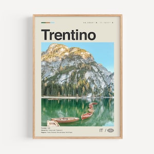Trentino Print Blanco y Negro, Arte de la pared de Trentino, Cartel de Trentino, Foto de Trentino, Decoración de la pared de Trentino, Mapa de Trentino, Italia