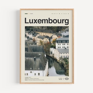 Luxemburg Druck schwarz und weiß Nr. 2, Luxemburg Wandkunst, Luxemburg Poster, Luxemburg Foto, Luxemburg Wanddekor, Luxemburg Karte
