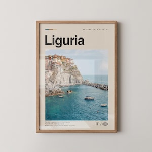 Liguria Print Black and White, Liguria Wall Art, Liguria Poster, Liguria Photo, Liguria Wall Décor, Liguria Map, Italy